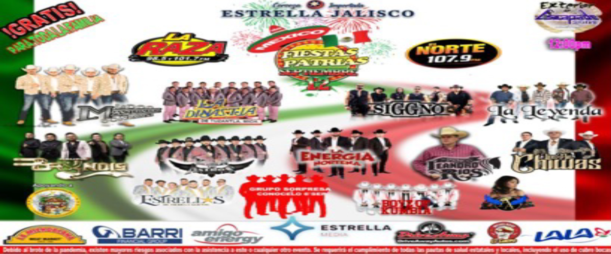 Flyer for 2021 Fiestas Patrias in Houston, Texas