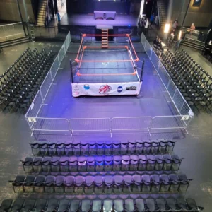 Combat sports event setup with arena seating at Escapade Event Center Houston