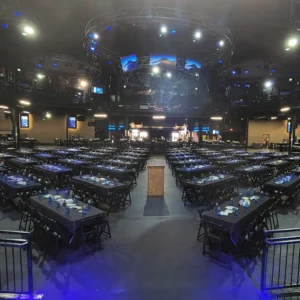 Open event floor with integrated lighting and AV at Escapade Event Center Houston