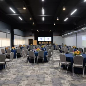 Private meeting and banquet setup at Stampede Event Center in Houston