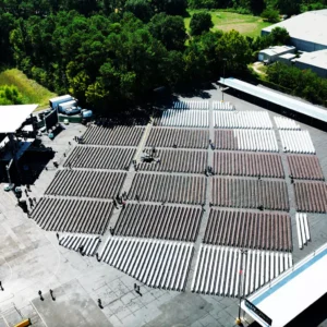 Outdoor seating layout with stage at Imagen Venues in Houston