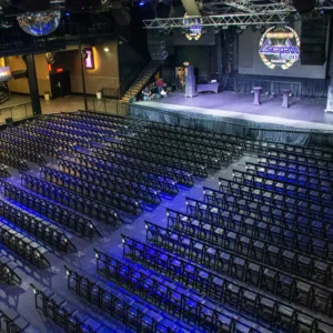 Theater-style seating setup at Escapade Event Center in Houston